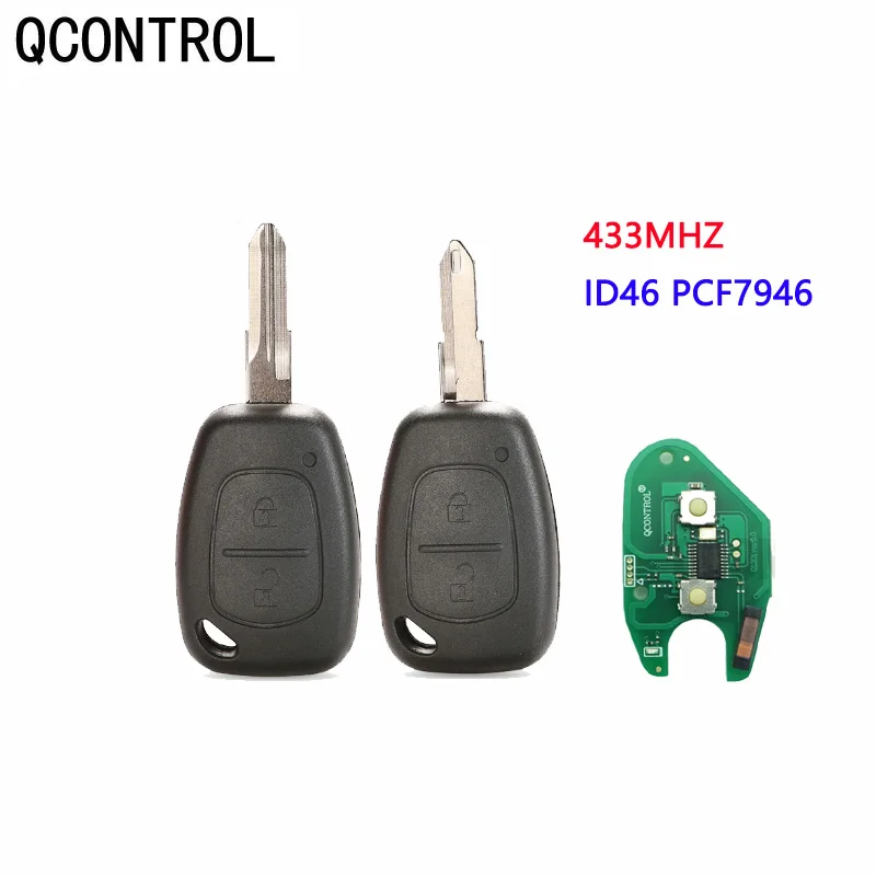 QCONTROL-mando a distancia para coche, llave con 2 botones, Chip Transmister ID46, 433mhz, para Renault Traffic Master, Vivaro, Movano, Kangoo, Ne72, VAC102