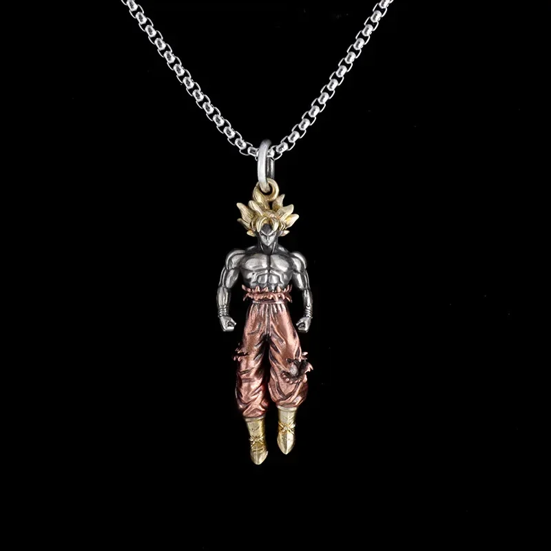Anime Cartoon Dragon Ball Z Super Saiyan Son Goku Alloy Electroplate Necklace Personality Pendant Hip Hop Sweater Chain Kid Gift view 2