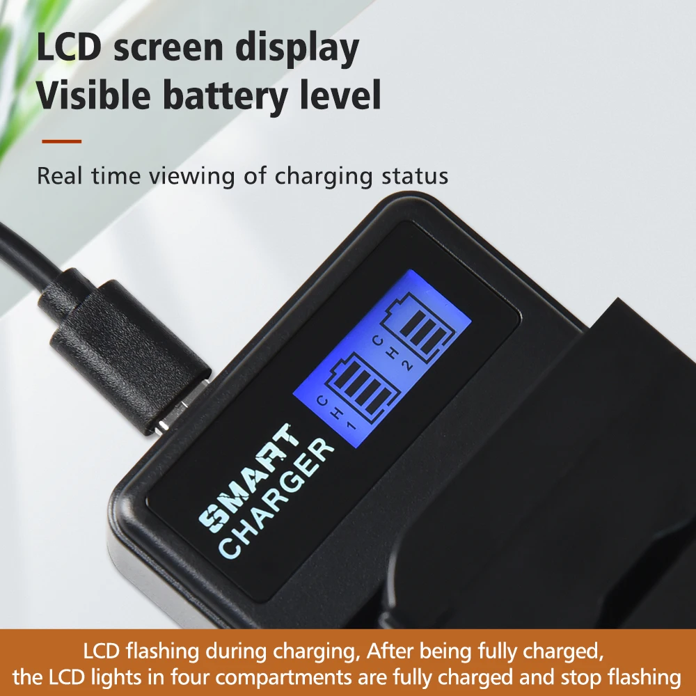 2650mAh LP E6 LPE6 LP-E6 E6N Battery + LCD Dual Charger For Canon EOS 5DS R 5D Mark II 5D Mark III 6D 7D 70D 80D Camera