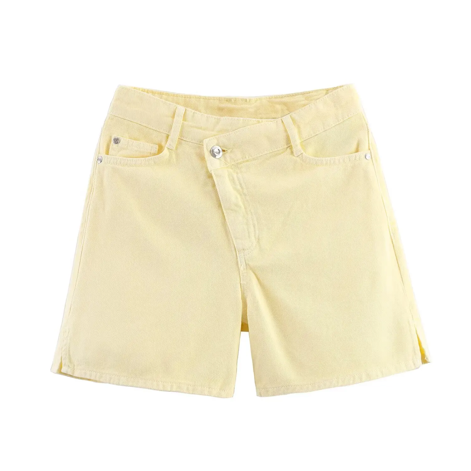 Taille haute français Sle Denim orts pour les femmes automne nouveauté coupe ample Micro tissu Polyester extensible Double boutonnage De...