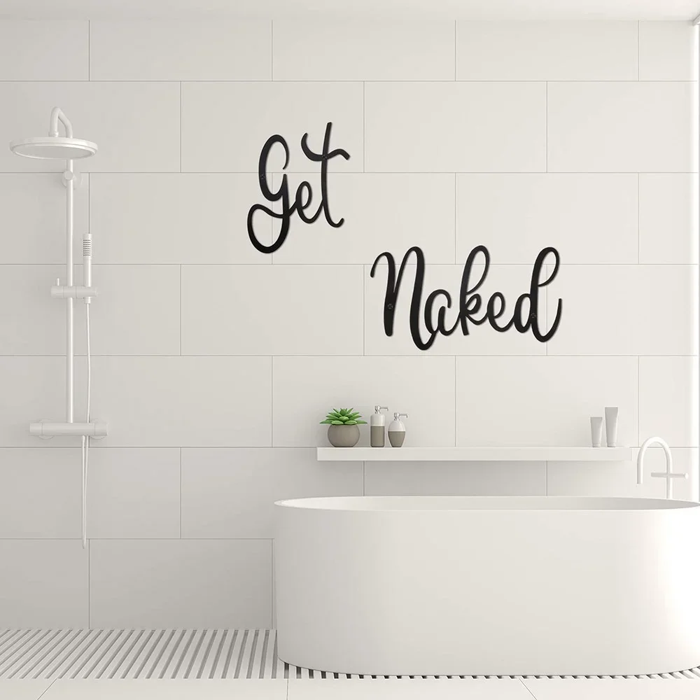Черный металлический настенный рисунок CIFBUY Get Naked Words трафаретное украшение стены для домашнего декора фермерского до...