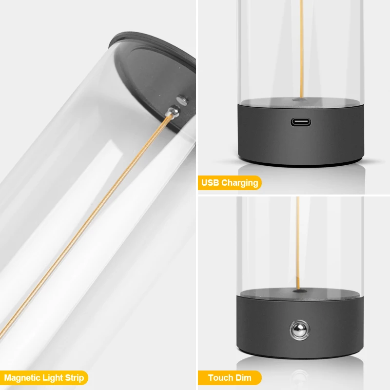 Minimalistyczna lampa magnetyczna Sterowanie dotykowe Bezprzewodowa lampa biurkowa 2000 mah USB Akumulator do sypialni Szafka nocna 3 kolory Światło