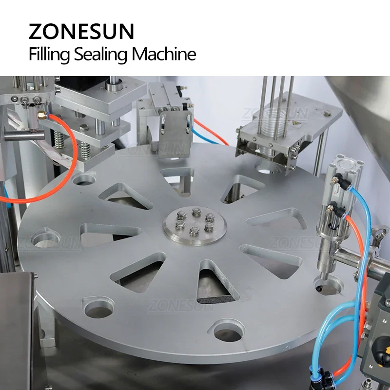 ZONESUN All In One โรตารี่อัตโนมัติโยเกิร์ตซอสมะเขือเทศนมข้น K ถ้วยบรรจุเครื่องซีลเครื่องจักรบรรจุภัณฑ์