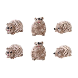 3/6pcs Cute Resin Hedgehogs Miniatures, Fairy Garden Home Desk Ornament Accessories, Moss Micro Landscape DIY Craft Decoration