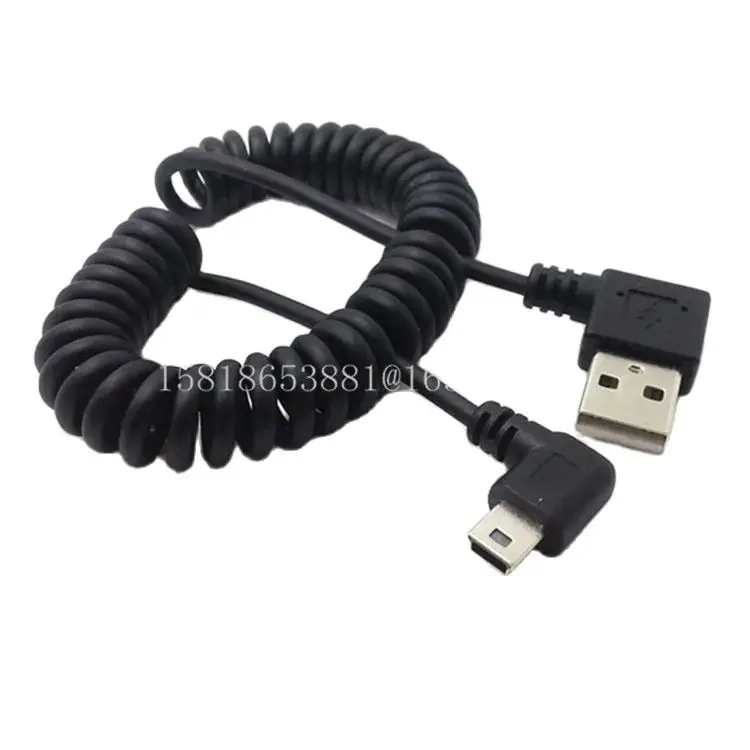 

40CM-120CM USB Male 90 Degree To Mini USB Right Stretch Spring Cable For Mobile Hard Disk And Navigation Mobile