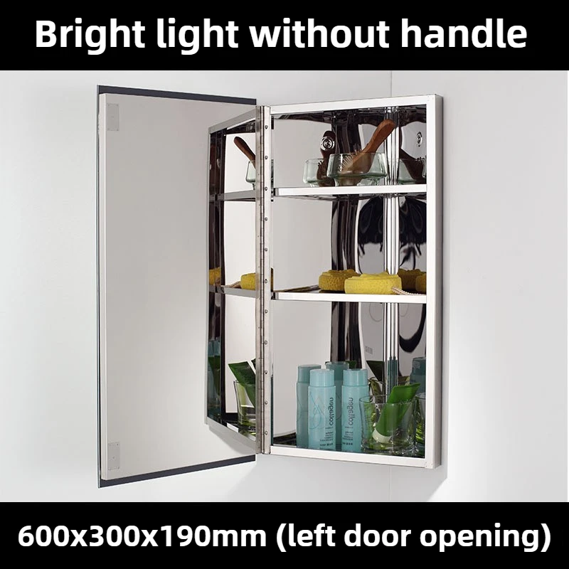 Bathroom Triangular Mirror Cabinet Corner Wall Mounted Stainless Steel Mirror Cabinet 3 Layers Storage Cabinets Modern Simple