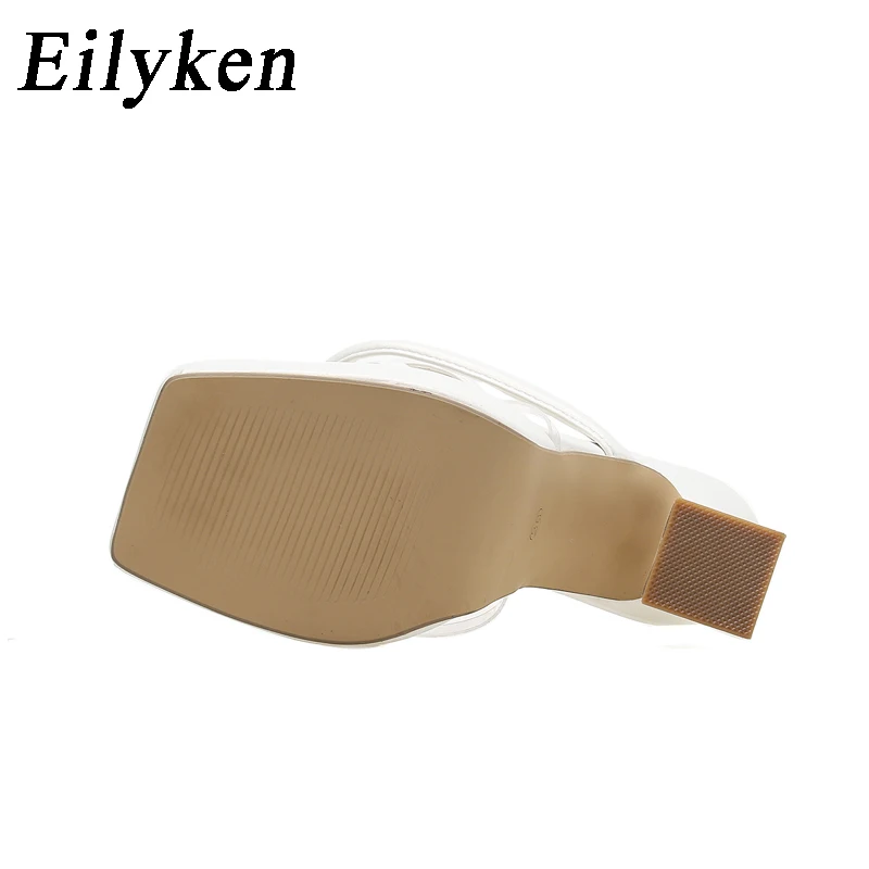 Eilyken New Summer Open Toe Square High Heels Sandals Women Solid Platform Ankle Strappy Nightclub Banquet Female Shoes