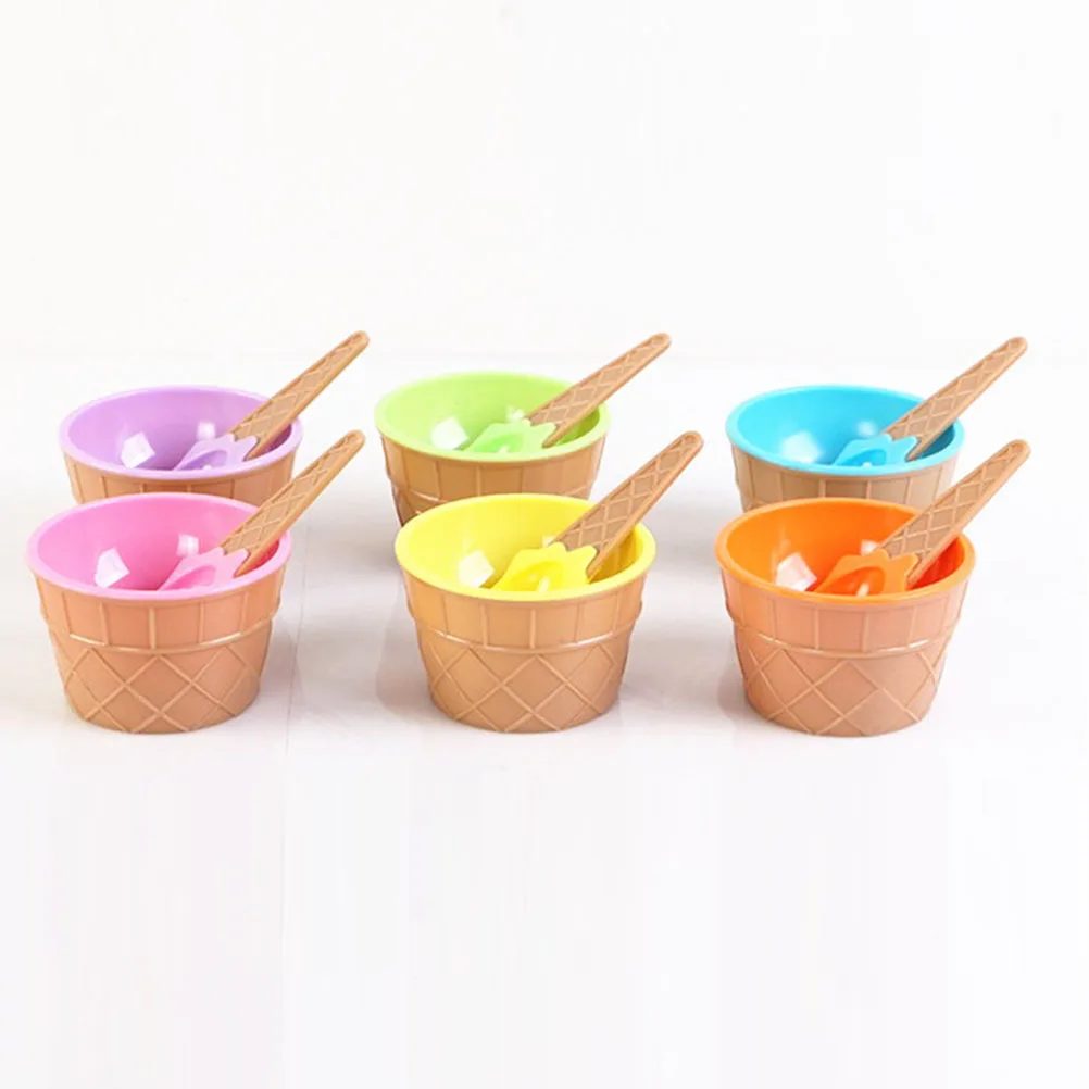 

Ice Cream Bowl Set Sundae Bowls Mixing Cup Double Layer with Spoons Icecream Cups