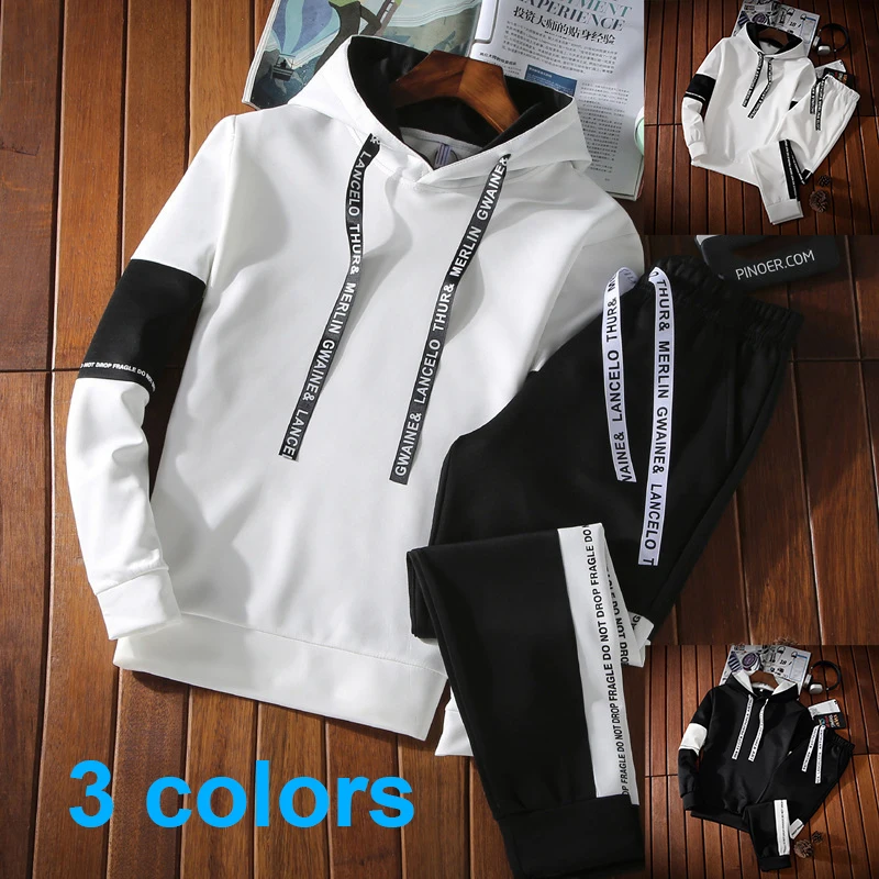 

2023 Hot Selling Set Men's Jogging Hoodie Sweatpants Two Piece Set Sportswear Fashion Hoodie Jogging Set Plus Size S-3XL