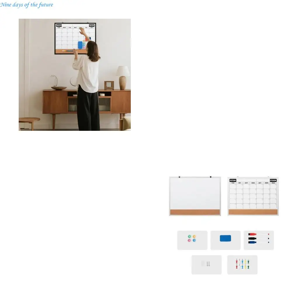 

Двусторонняя магнитная доска для ежемесячного планирования из пробки и стираемой алюминиевой рамкой для настенного монтажа в