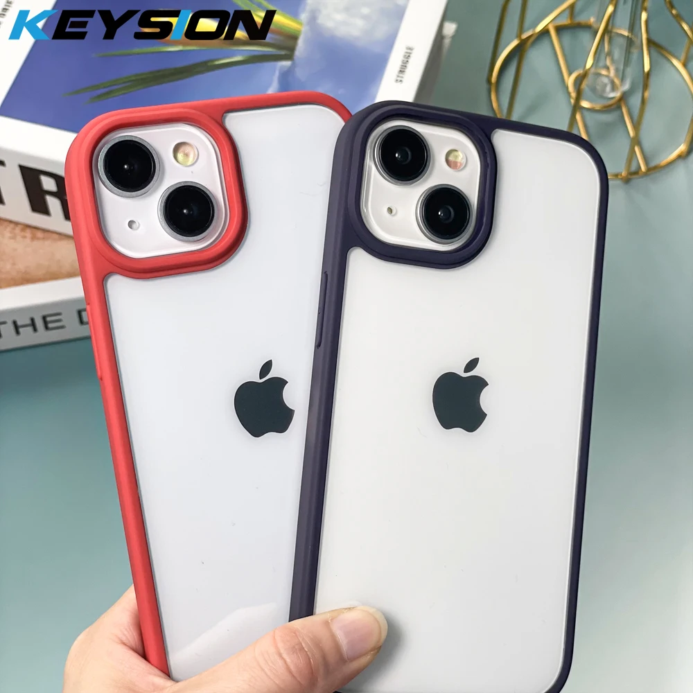 

KEYSION Fashion Clear Case for iPhone 15 Pro Max 15 Plus HD Transparent Shockproof Phone back Cover for iPhone14 Pro Max 14 Plus