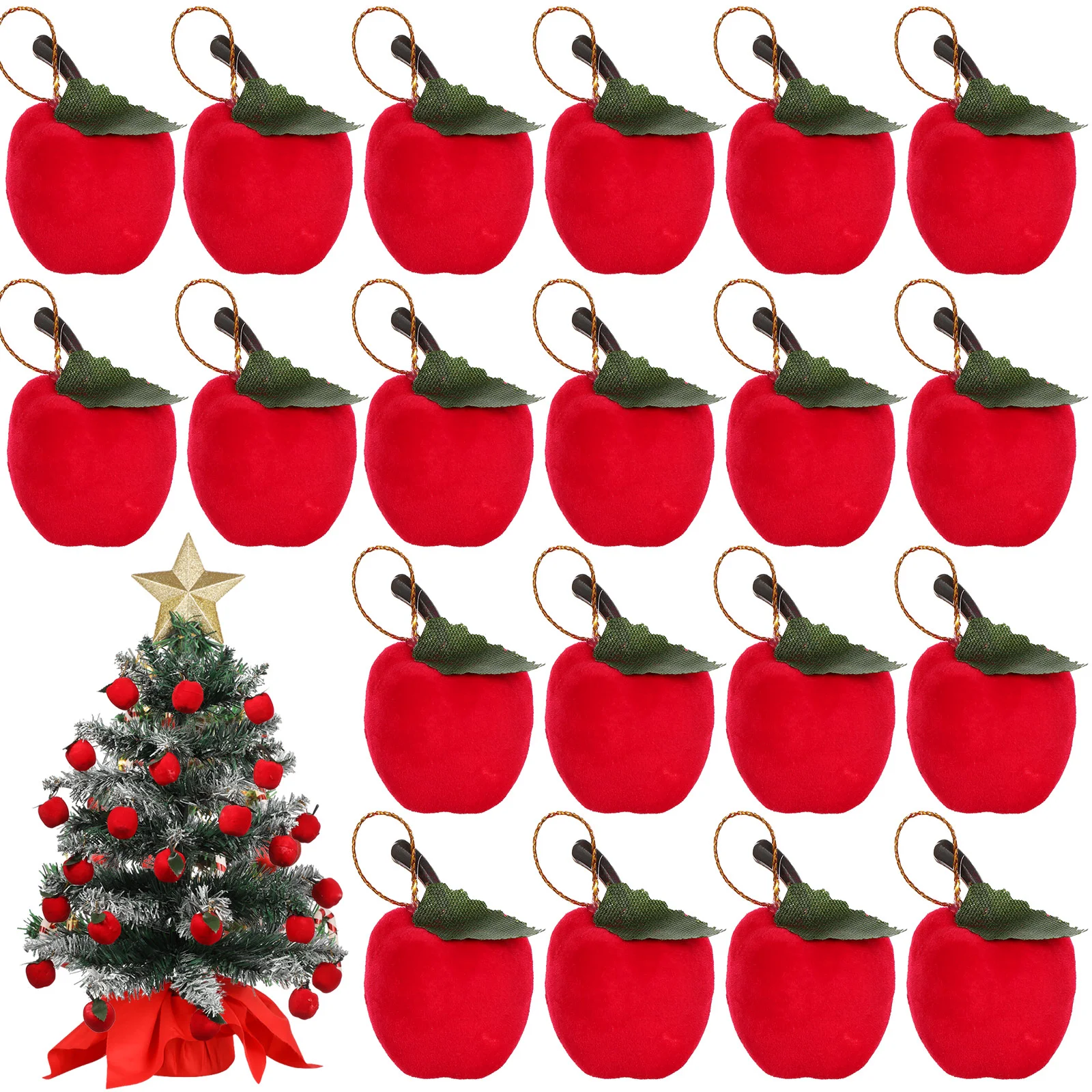 

24pcs 3cm Red Apples Christmas Tree Hanging Pendants Ornaments Hanging Decor for School Company Mall(Red)