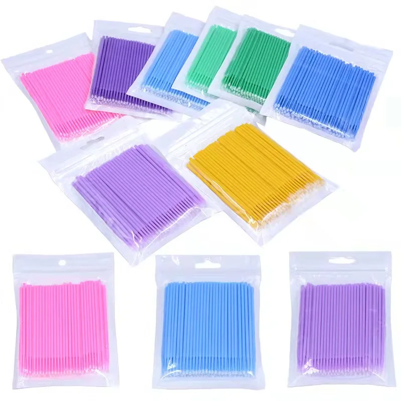 MB 50Pcs Micro Brushes Cotton Swab Eyelash Extension Disposable Eye Lash Glue Cleaning Brushes Applicator Sticks Makeup Tools