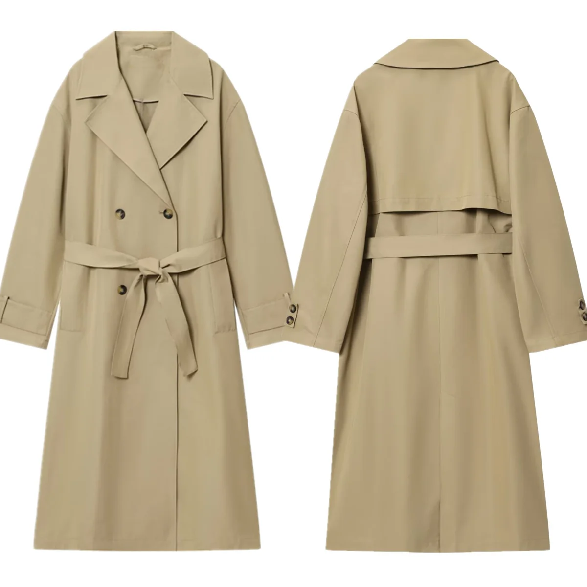 

Maxdutti скандинавский минималистичный длинный плащ цвета хаки на осень и зиму британское двубортное пальто куртка для женщин