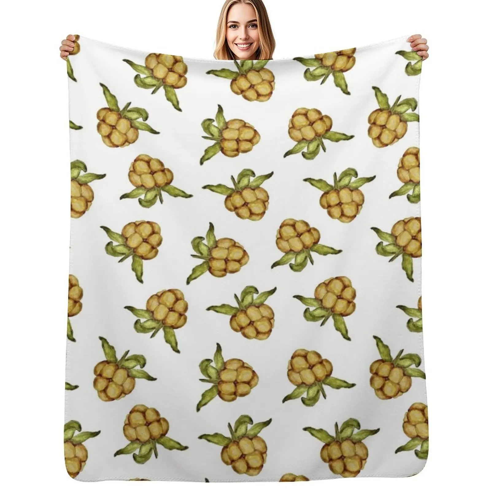 

Salmonberry repeating pattern Throw Blanket Color Fast Cozy Throw Blanket
