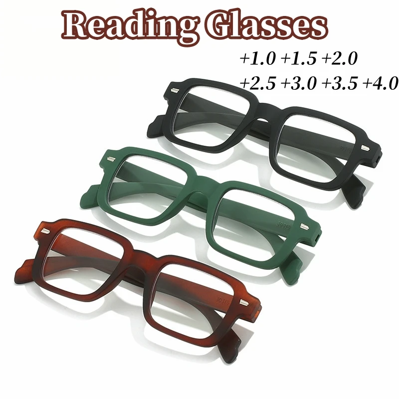 

Fashion Vintage Reading Glasses Unisex Far Sight Presbyopia Eyewear Retro HD Lens Square Frame Eyeglasses with Diopter +1.0 +4.0