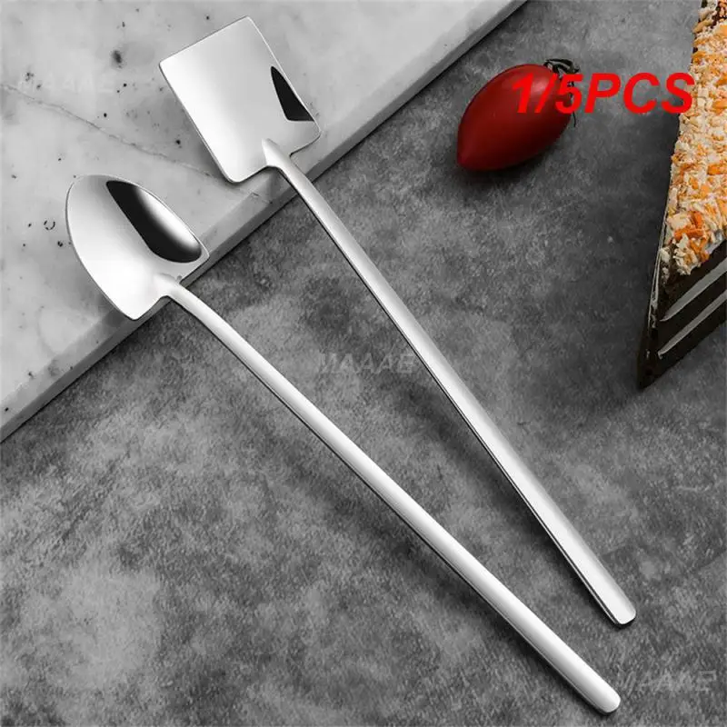 1/5PCS Coffee Spoon Round Edges Leave No Trace Bull Polishing 304 Stainless Steel Rounded Edges Long Handle