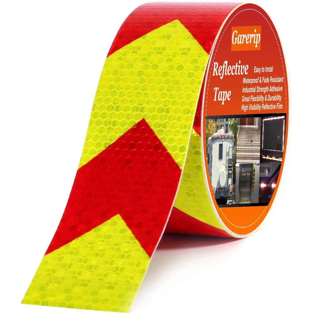 Warning Tape High Visibility Reflective Tape Red and Yellow Dual-Color Industrial Warning Tape Heavy-Duty Hazard Warning Safety Adhesive Tape Suitable for Outdoor Use 2inch × 33 Feet