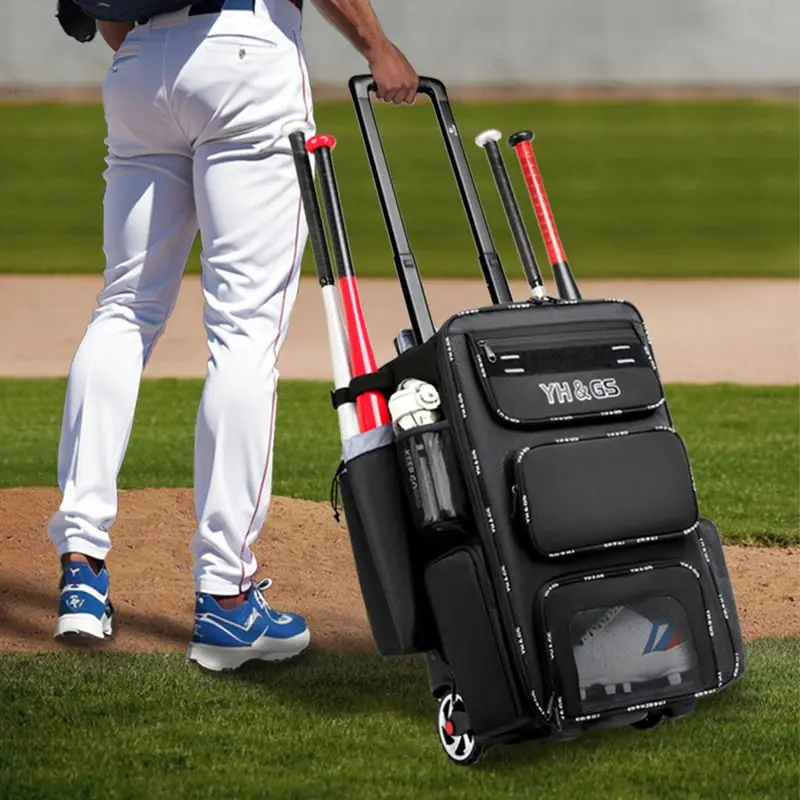 

Outdoor Sports Rolling Duffel Bag Waterproof Baseball Luggage Large Capacity Trolley Case Unisex Casual Function Baseball Bag