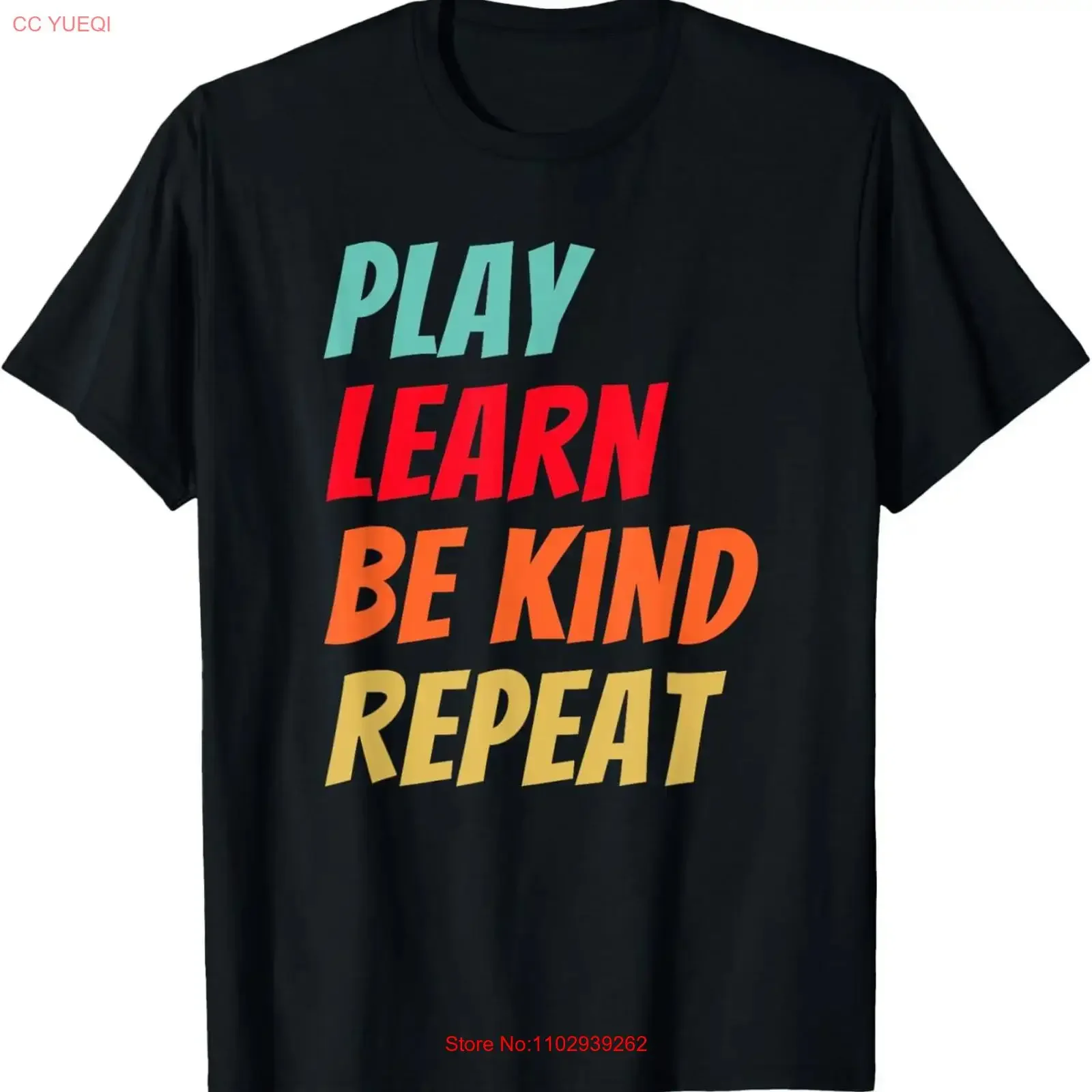 T-shirt rétro Play Learn Be Kind Repeat Orange Unity Day Kindness pour papa, style vintage, délavé, extensible, streetwear décontracté, graphique