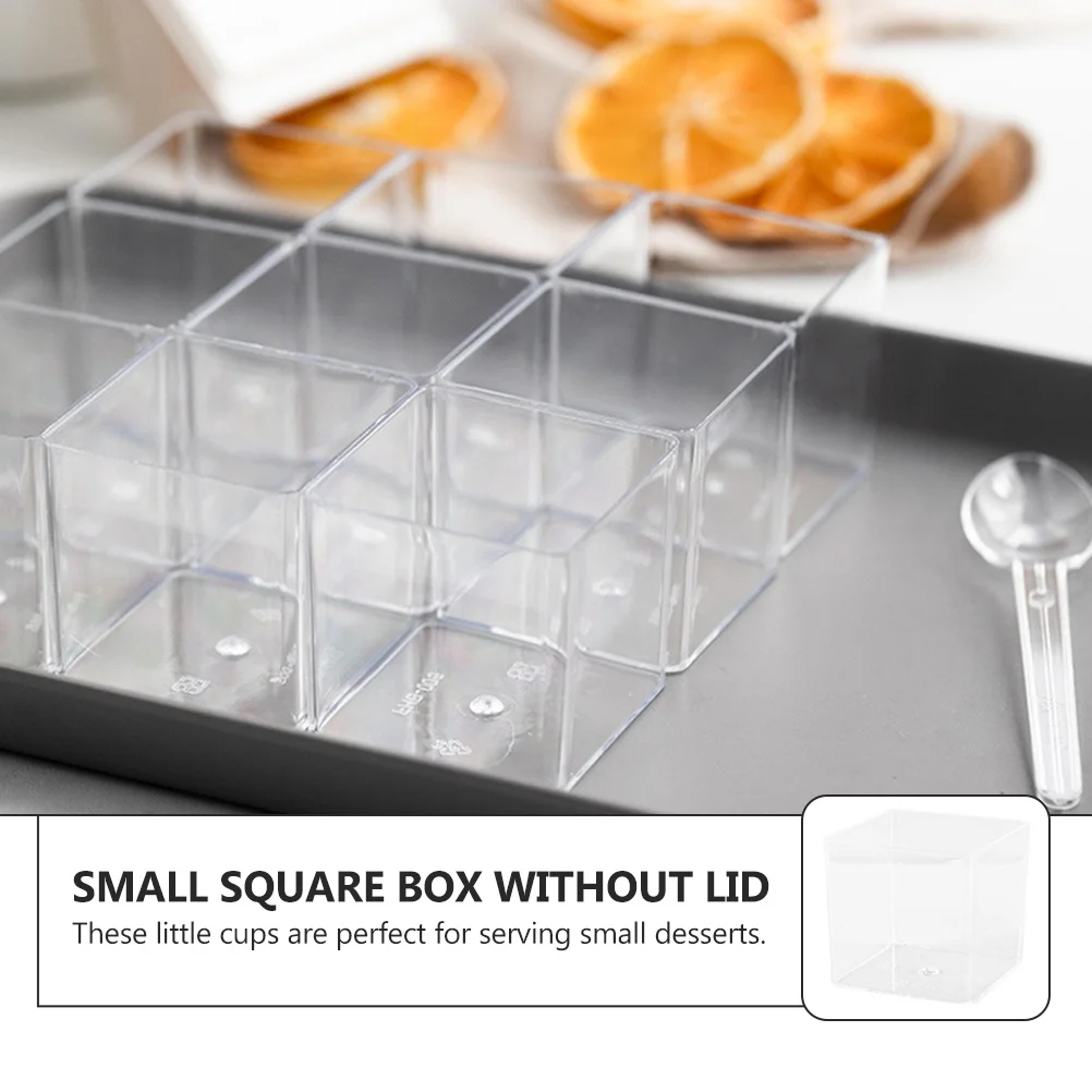 

20Pcs Small Square Pudding Cups Transparent PP Dessert Containers for Home Party Mousse Yogurt Holders