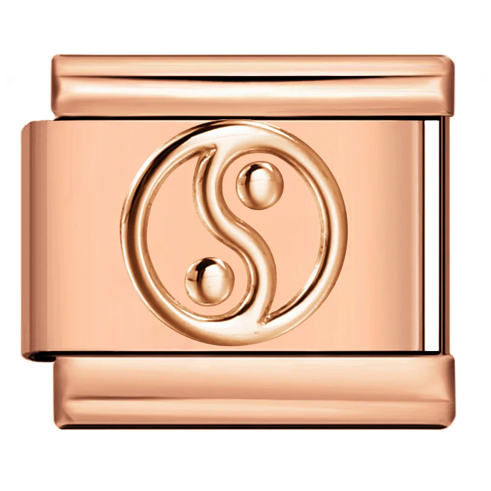 9mm Modisches Friedenszeichen-Symbol Katze Schmetterling Kreuz DIY Roségoldfarbener Schmuck Edelstahl-Anhänger für italienische Armbandherstellung DIY – Detail 4
