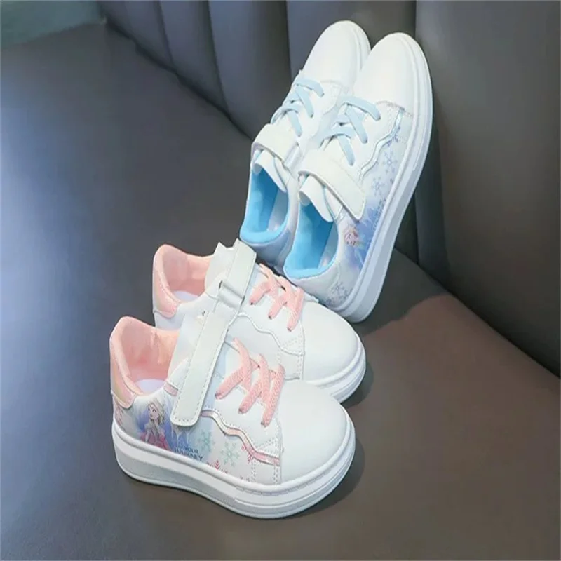 Disney Kids Girls Shoes Children Sneakers Girls Elsa Frozen Princess Casual Sport Shoes Student Shoes Teen Shoes Size 26-37