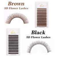 AGUUD Brown Black Wet Eyelash Extensions 5D Spikes Fairy Flora Lashes Type Easy Fanning Eyelashes 5D Flower Angle Lash Supplies