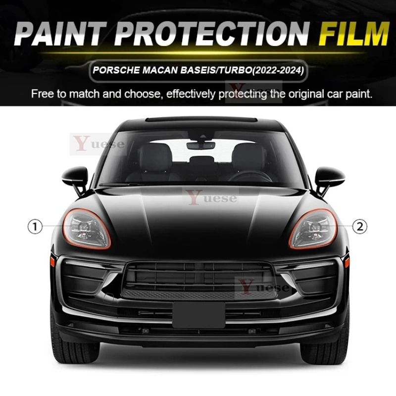

For Porsche Macan Base S Turbo 2022 2023 2024 Anti-collision Headlight Mirror Film TPU Transparent Protective Original Stickers