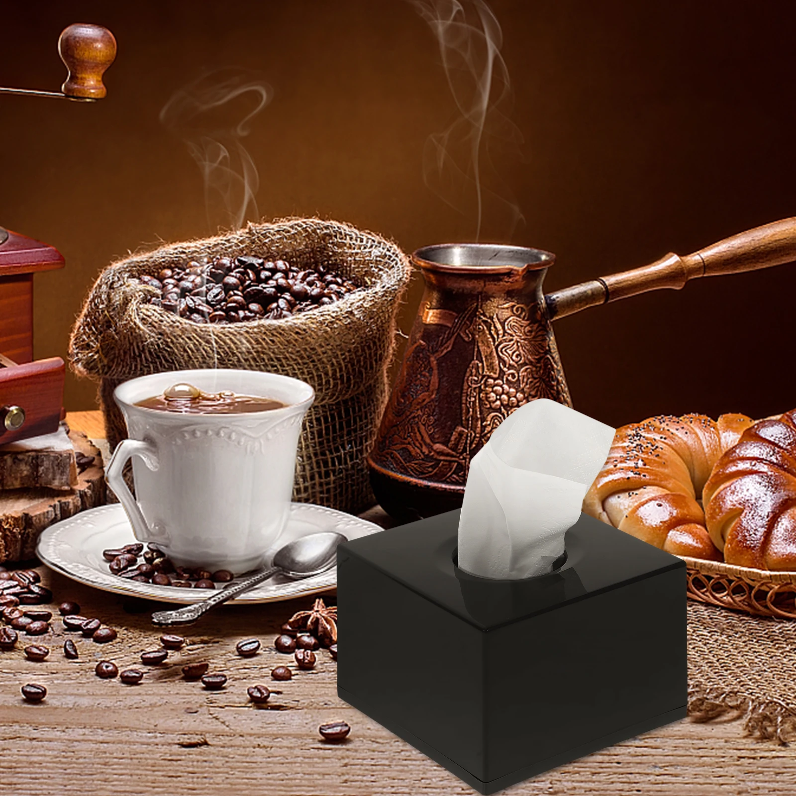 

Tissue Box Napkin Box Holder Abs Napkin Storage Container For Bathroom Office Car Home Black Paper Organizer