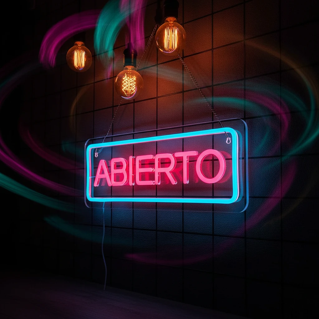 علامة Abierto Neon، علامات LED مفتوحة إسبانية للأعمال لمختلف المتاجر، مناسبة للتعليق على نافذة جدار المتجر كديكور الغرفة
