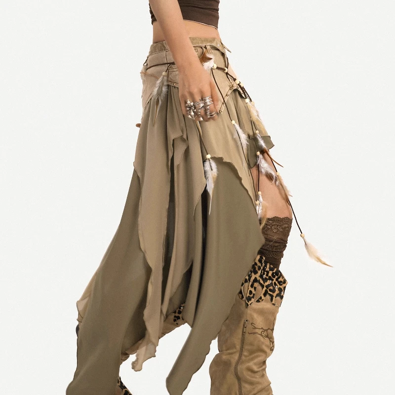 الرجعية تصميم نمط شبكة الربط المرأة الدنيم تنورة الخريف جديد الحلو بارد شخصية غير النظامية الشرير الساخن فتاة التنانير السيدات