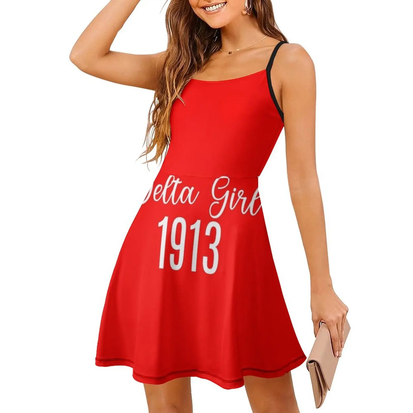 فستان Delta Girl 1913 طراز Preppy فستان قصير للنساء على شكل حرف a فضفاض مناسب فستان يوم غير رسمي دلتا سيجما ثيتا Sonority فساتين الحفلات