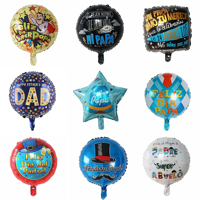 Globo de Helio de 18 Pulgadas con la Frase 'Feliz Día del Padre' en Inglés y Español, Globos de Aire para Decoración de Fiestas, Globos