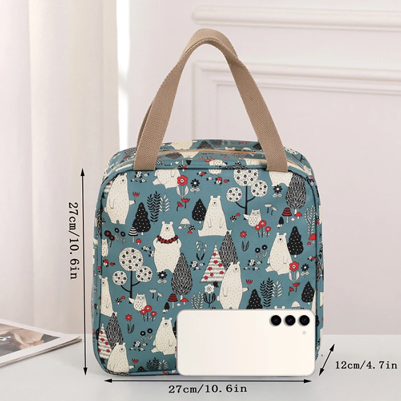 Daily Portable Large Capacity Insulated Lunch Bag Waterproof Cloth Insulated Tote Lunch Box Bag Outdoor Carrying Picnic Bag