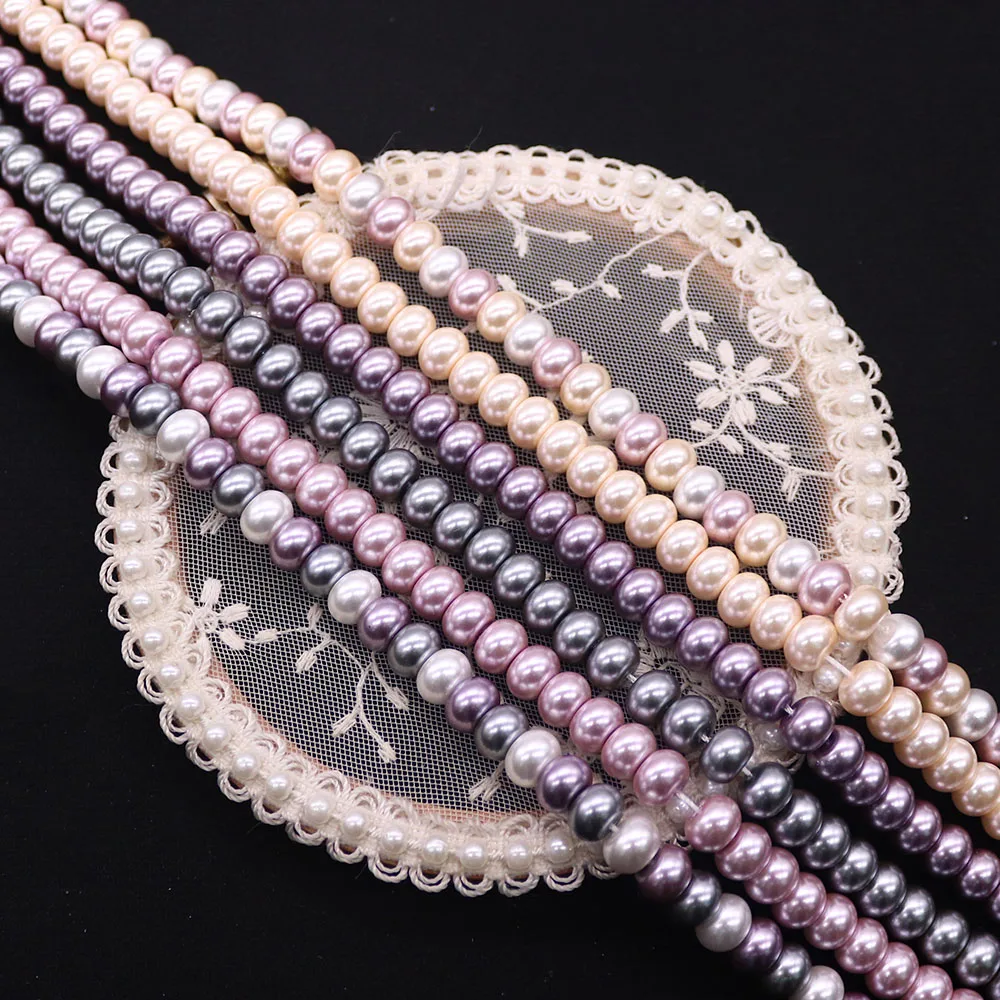 6x8mm Colored Glass Imitation Pearl Abacus Beads Colored Dyed Artificial Pearls Straight Hole Beads Handmade Jewelry Accessory