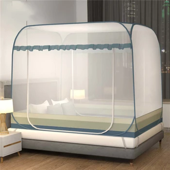 사각 모기장 전체 바닥 침대 텐트, 넓은 공간 곤충 메쉬 캐노피, 바닥 없는 모기장, 2 도어 무료 설치