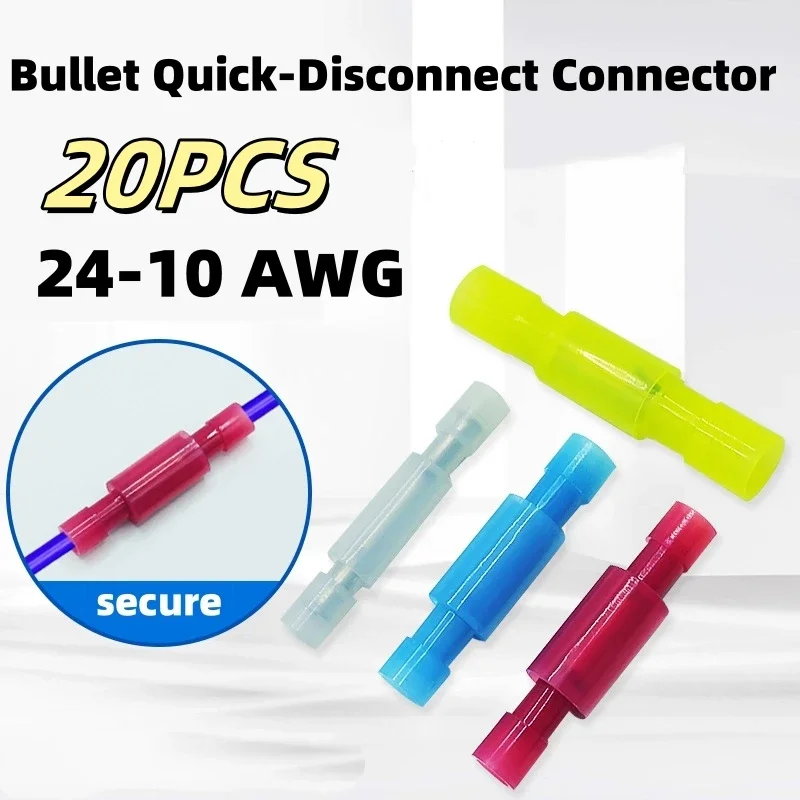 

Bullet Quick-Disconnect Connector Pair (M/F) - 24-10 AWG Wire Terminals with FIRM-LOCK