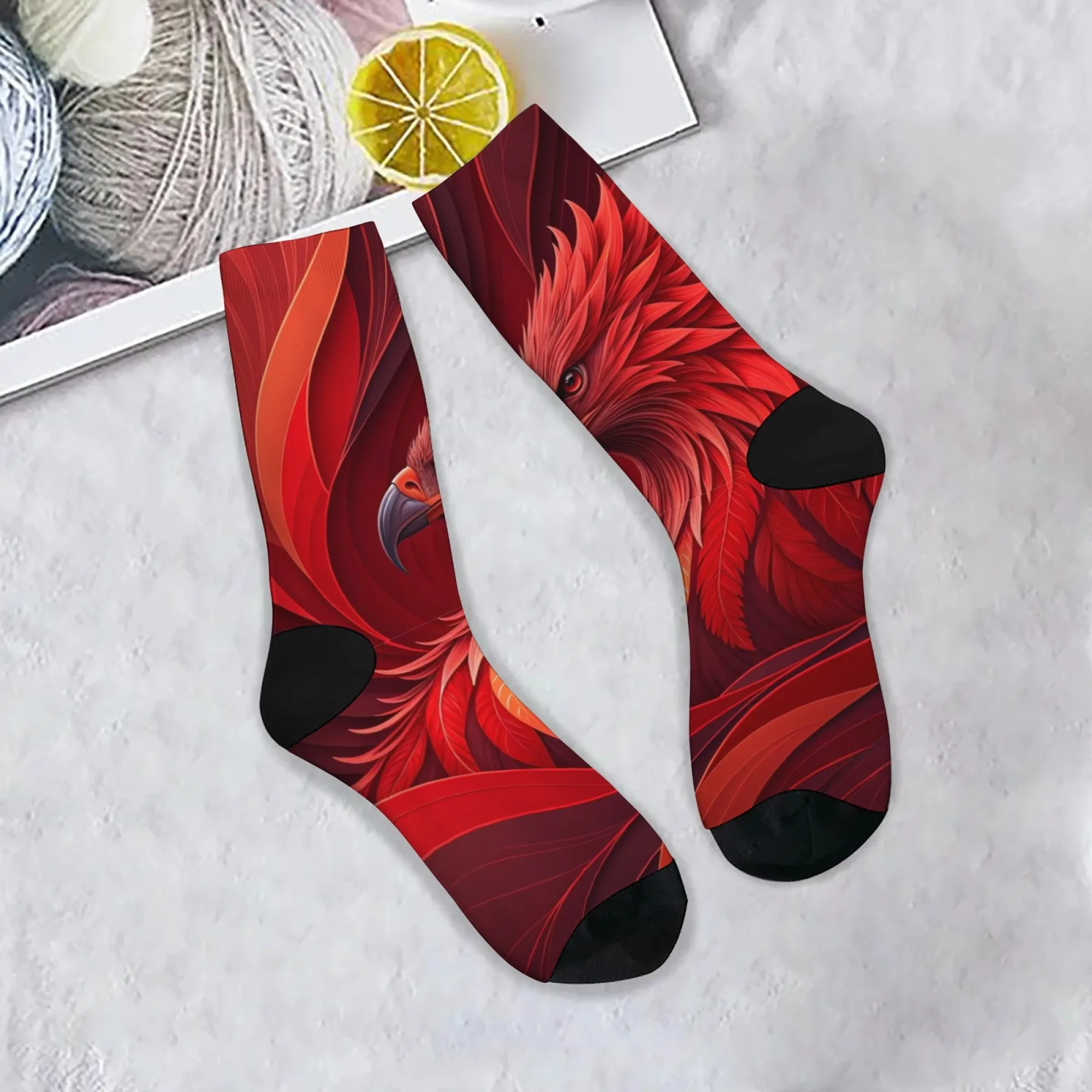 1 Pairs الأحمر كوندور موضوع زوجين الاتجاه جوارب رياضية مع شخصية لينة ومريحة Harajuku الجدة الرجال طاقم الجوارب #6