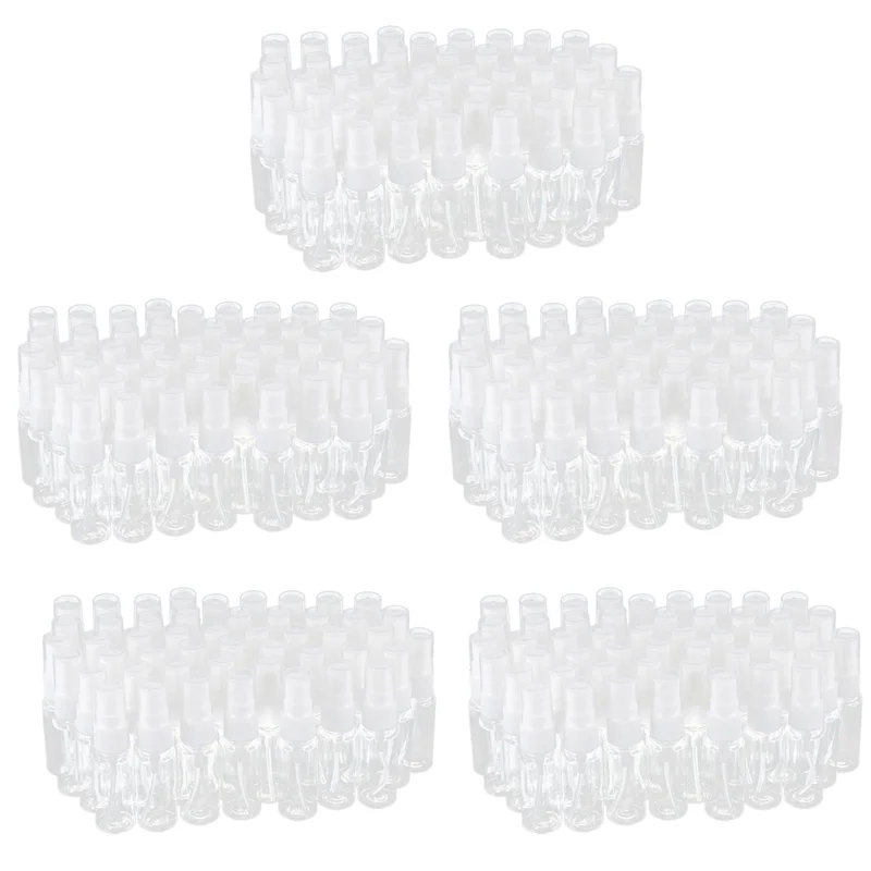 Paquete de PB-250 botellas vacías de plástico transparente con pulverizador de niebla fina con paño de limpieza de microfibra, contenedor recargable de 20Ml perfecto