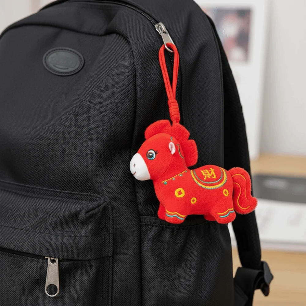 

Chinese Zodiac Little Horse Ornament Cartoon Soft Stuffed Horse Car Pendant Traditional New Year Mascot Lucky Pony Ornament