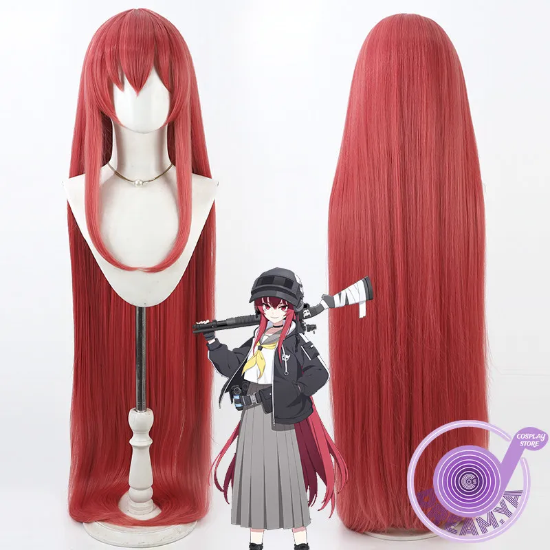 Komakaze Rabu Cosplay Wig Blue Archive Red Long 100cm Heat Resistant Synthetic Hair Halloween Party Role Play Carnival + Wig Cap