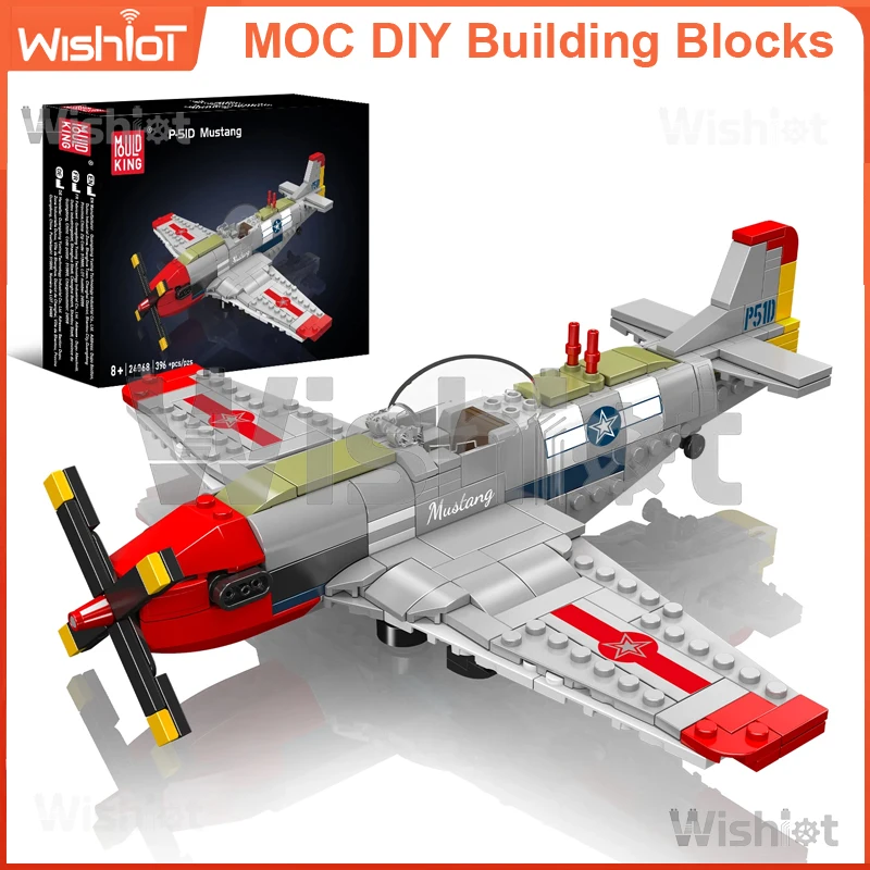 

24068 P-51D Vintage Muscle Car Fighter 396pcs Small Granule Building Blocks Military Model Collectors for Adults & Kids DIY Gift