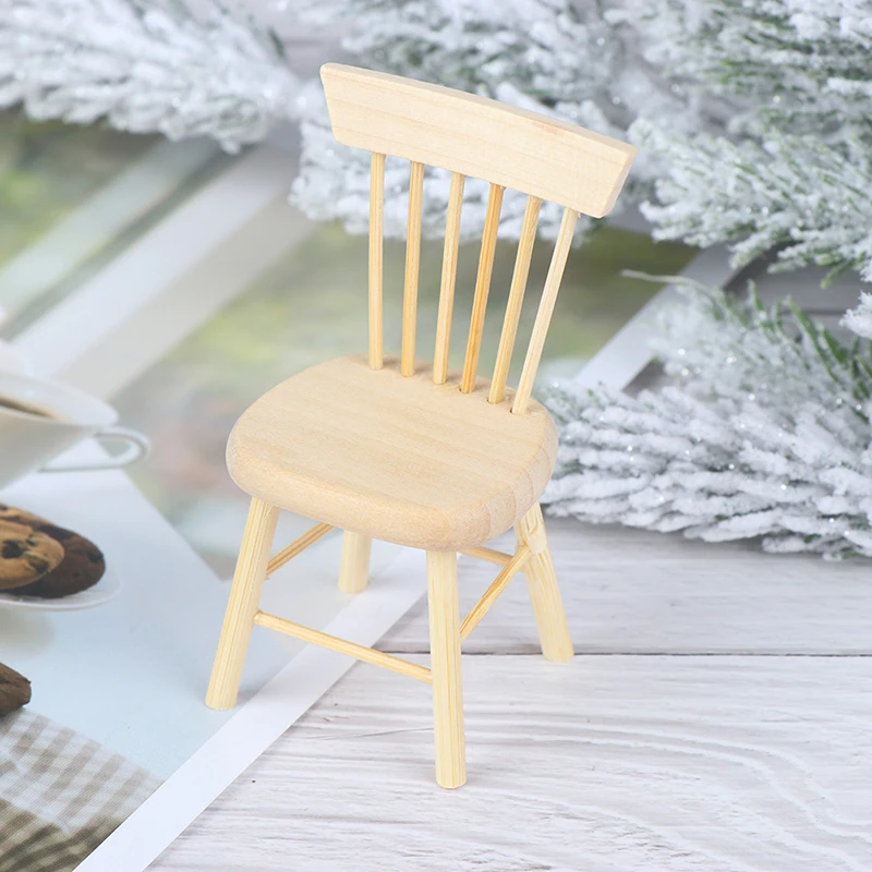 1/12 Dollhouse Miniature Furniture Wooden Chair High Chair Dollhouse Accessories