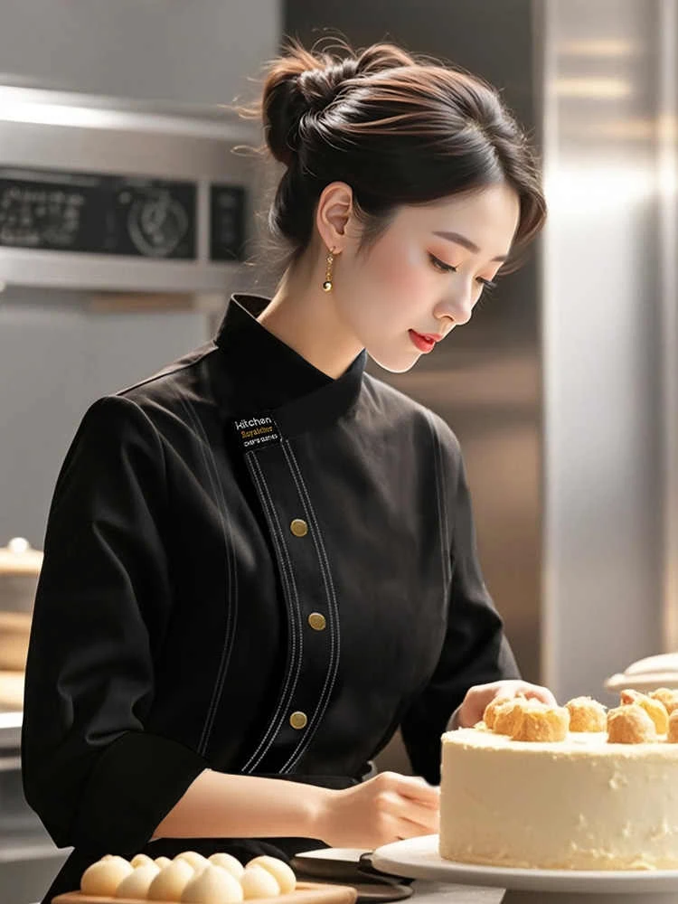 음식 서비스 요리사 유니폼 주방 요리 의상 레스토랑 요리사 재킷 베이커리 카페 웨이터 웨이트리스 작업복 긴 소매