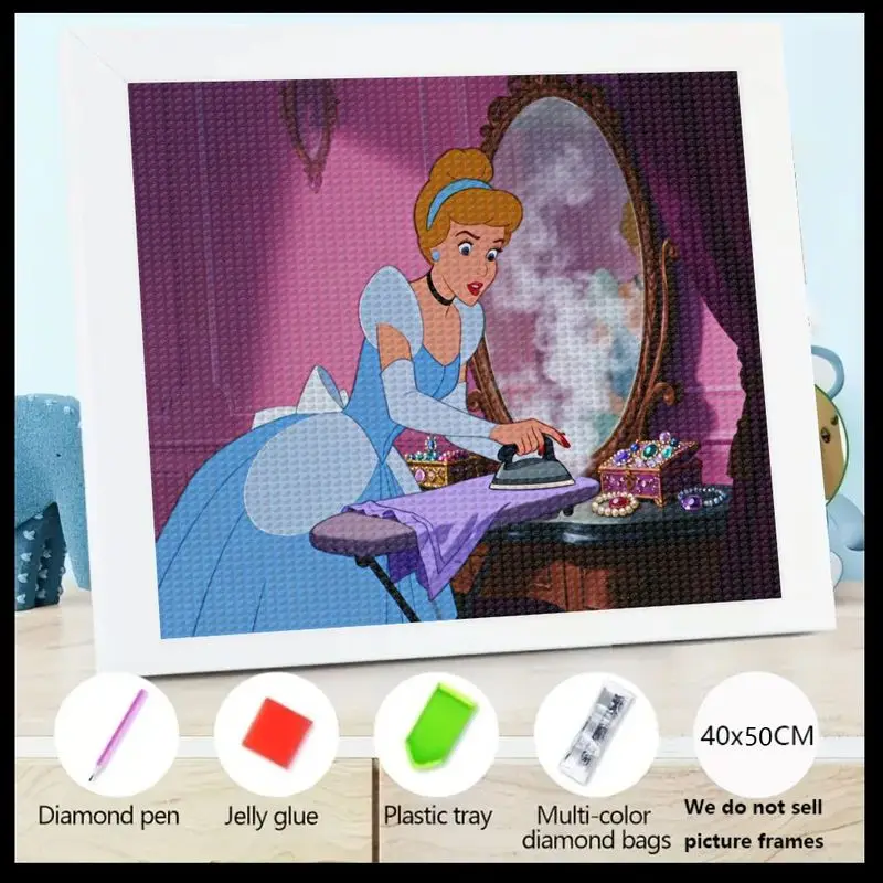 

1PC Disney Princess Cinderella 5D Full Drill Diamond Painting Kit, DIY Sparkle Rhinestone Gem Art Set, Charming Cartoon Characte