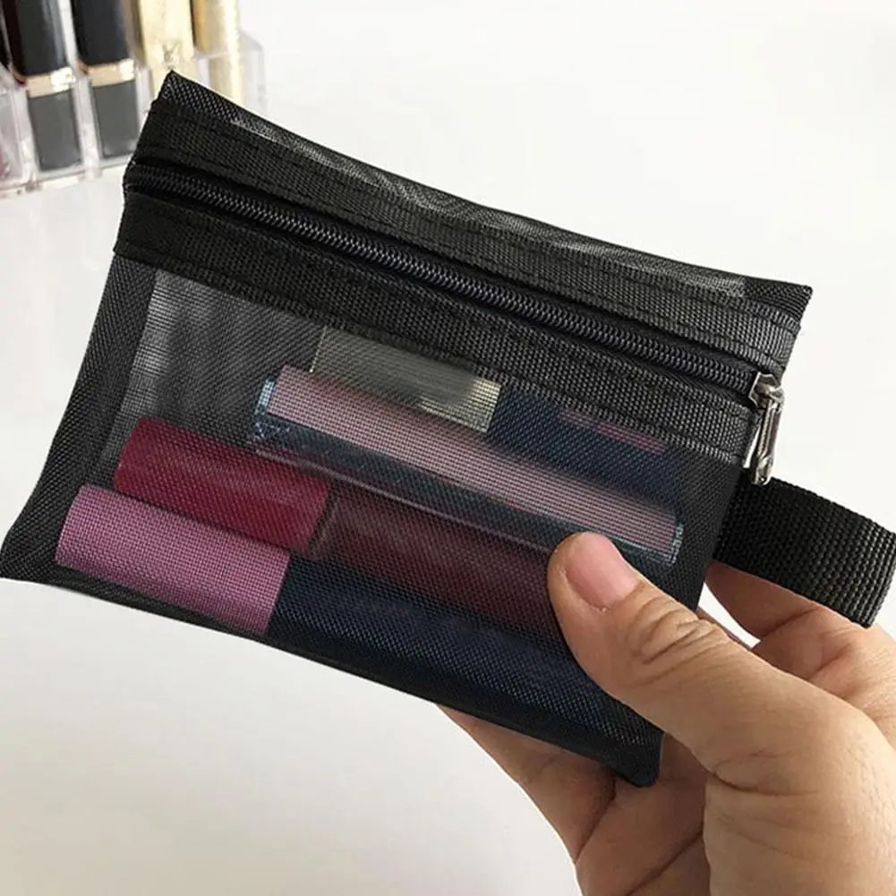 1/3pcs Black Mesh Makeup Bag Women Toiletry Travel Portable Makeup Organizer Zipper Bag Small Large Case Cosmetic Storage Pouch