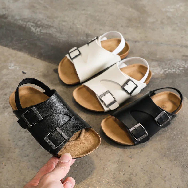 Summer New Children Frosted Cork Sandals for Boys and Girls Light and Thin Beach Shoes Comfortable and Cool Sandals for Outdoor