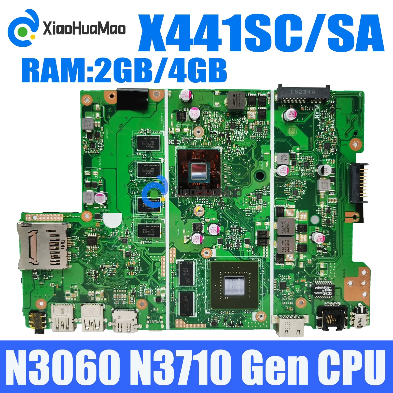 

X441SC N3060 N3710 CPU 2GB/4GB RAM Laptop Motherboard For Asus VivoBook A441SC A441SA X441SA X441SC F441S X441S A441S Mainboard