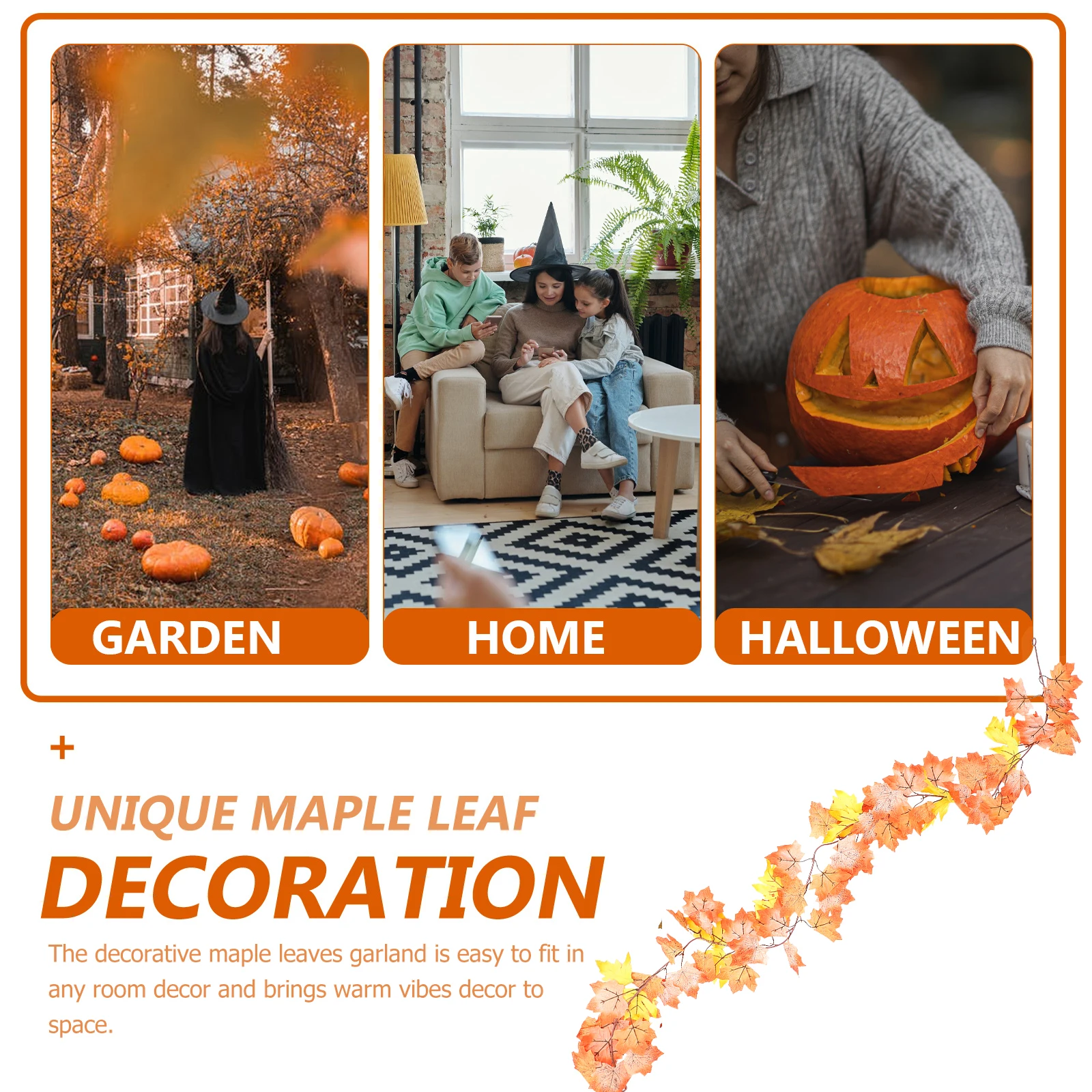 

Artificial Maple Leaves Garland Fall Autumn Decor Doorway Party Indoor Outdoor Thanksgiving Decoration Fake Leaf Plant Wall